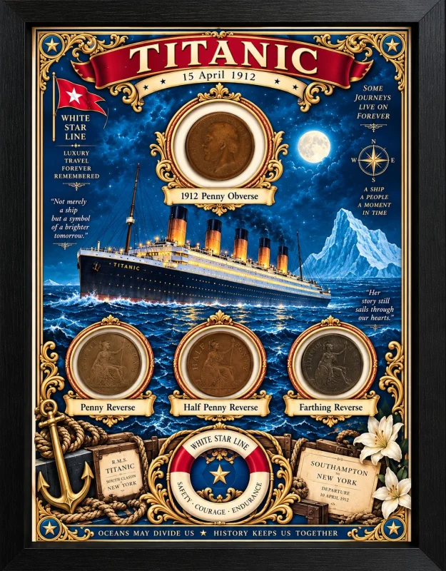RMS Titanic 1912 Historic British Coin Commemorative Display